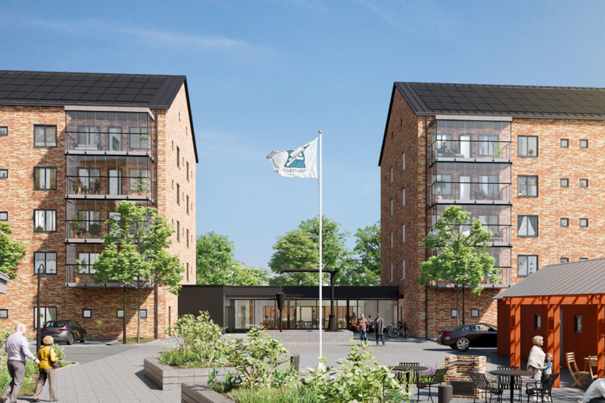 Järnvägsparken 65+ framsida av byggnaderna.